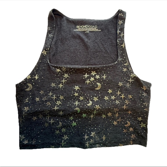 Beyond Yoga Tops - Beyond Yoga Starry Night SoftShine Tank Top Large Black Silver Celestial